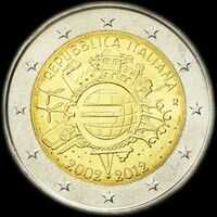 Italie 2012 - 10 ans de circulation de l'euro - 2 euro commmorative