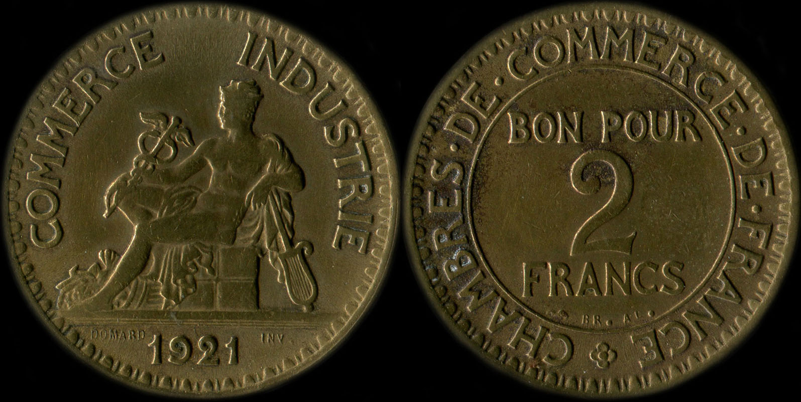 Pice de 2 francs 1921 variante avec 2 ferm