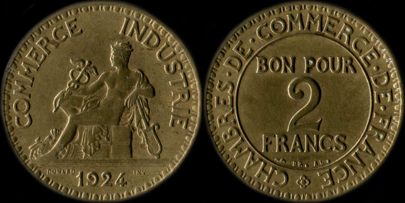 Pice de 2 francs 1924 variante avec 4 ouvert
