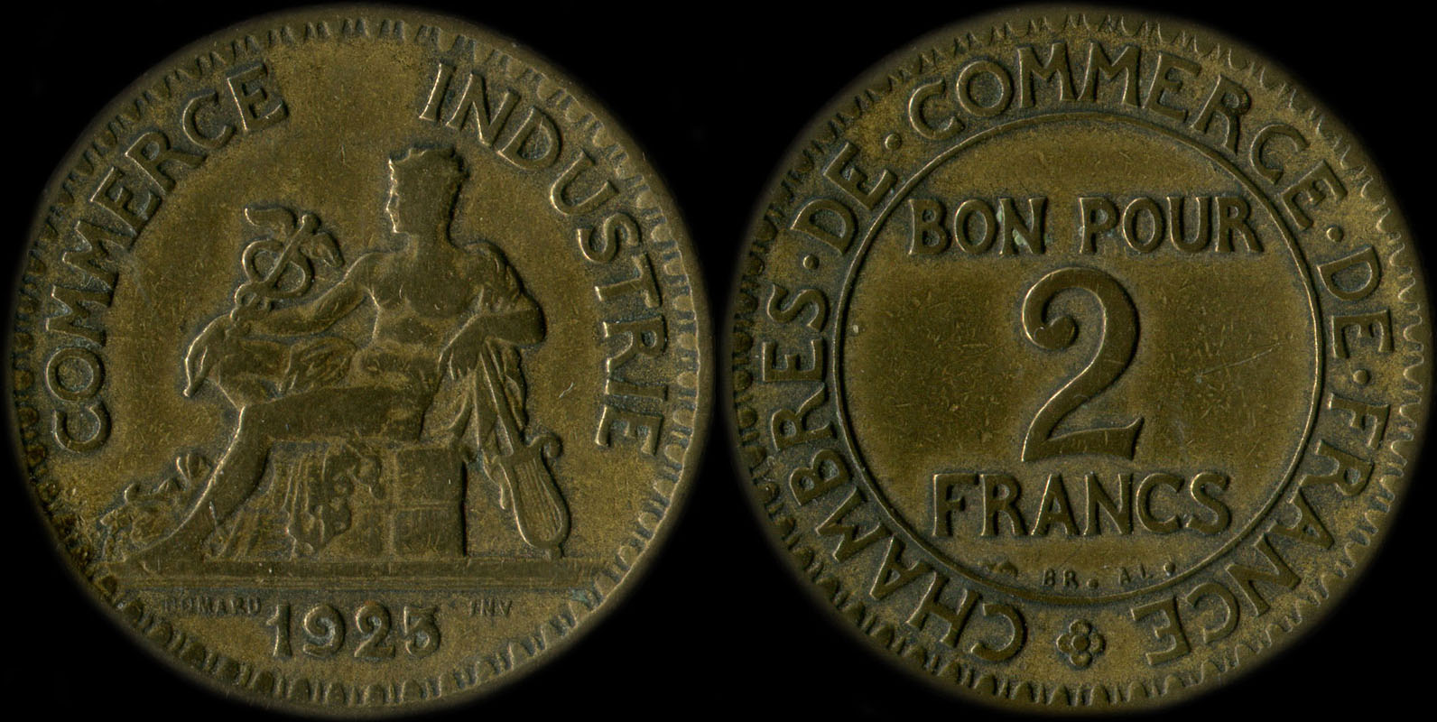 Pice de 2 francs 1925 variante avec 5 ferm
