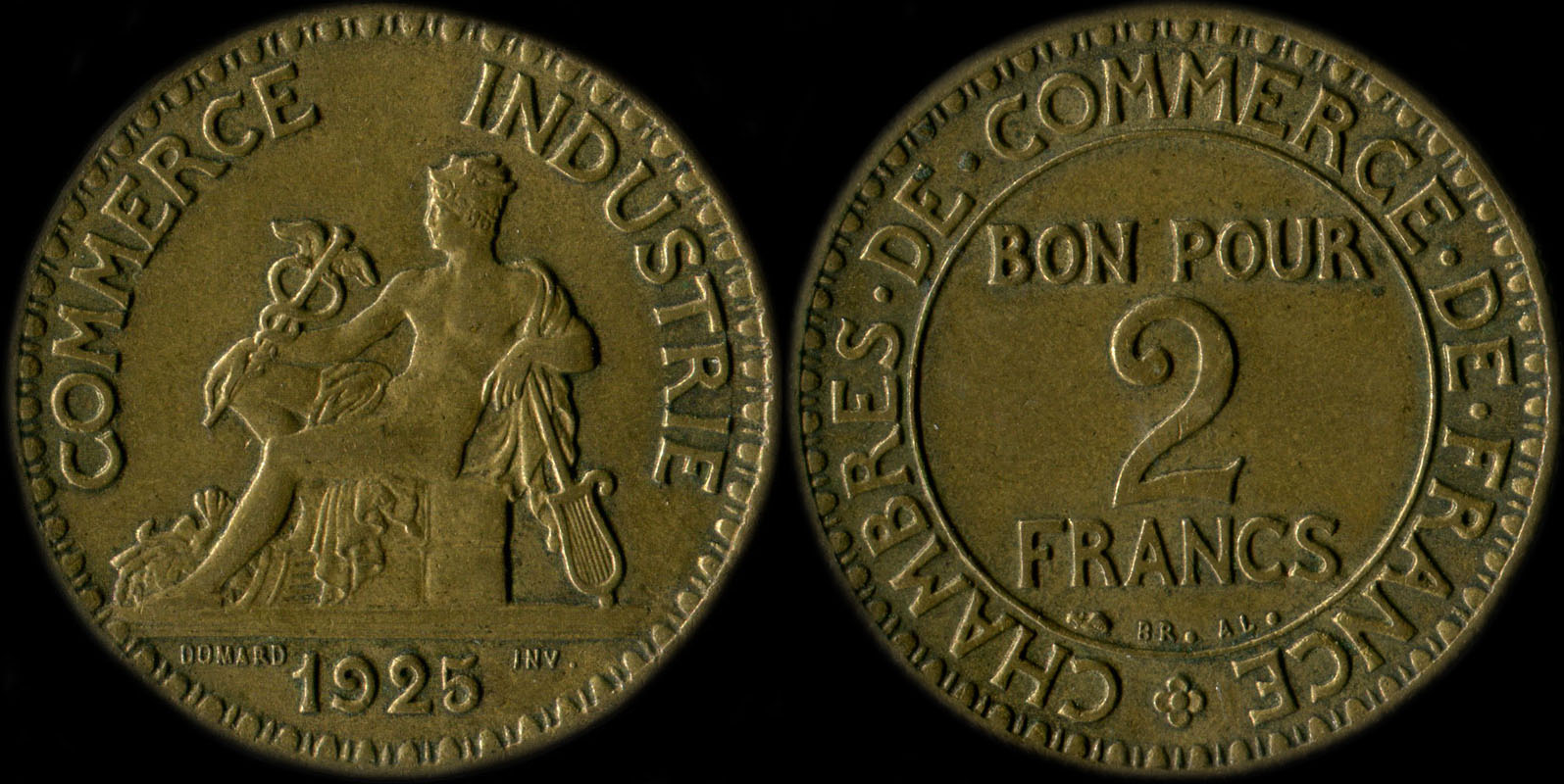 Pice de 2 francs 1925 variante avec 5 ouvert