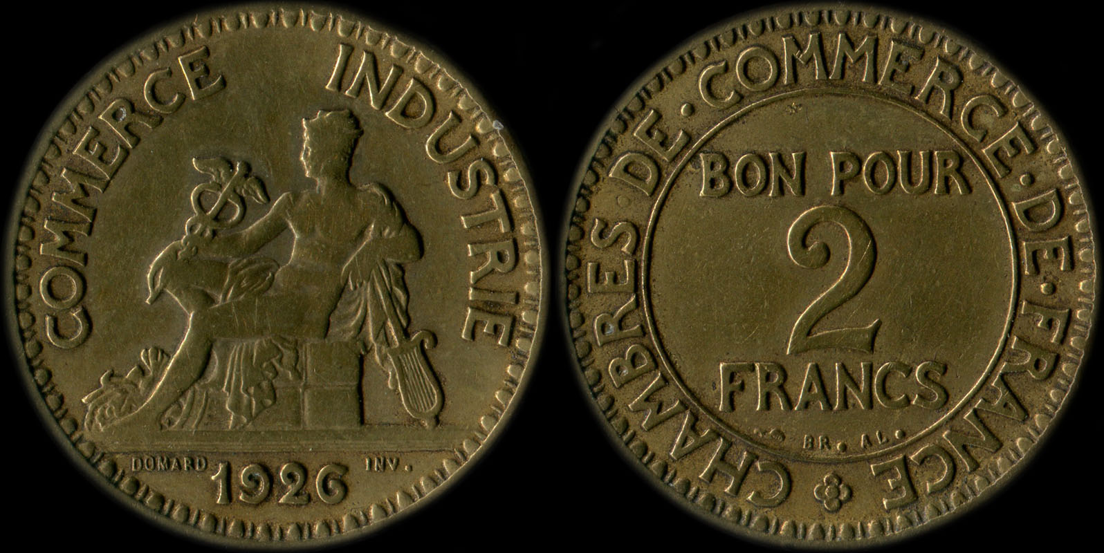 Pice de 2 francs 1926 variante avec 2 ouvert