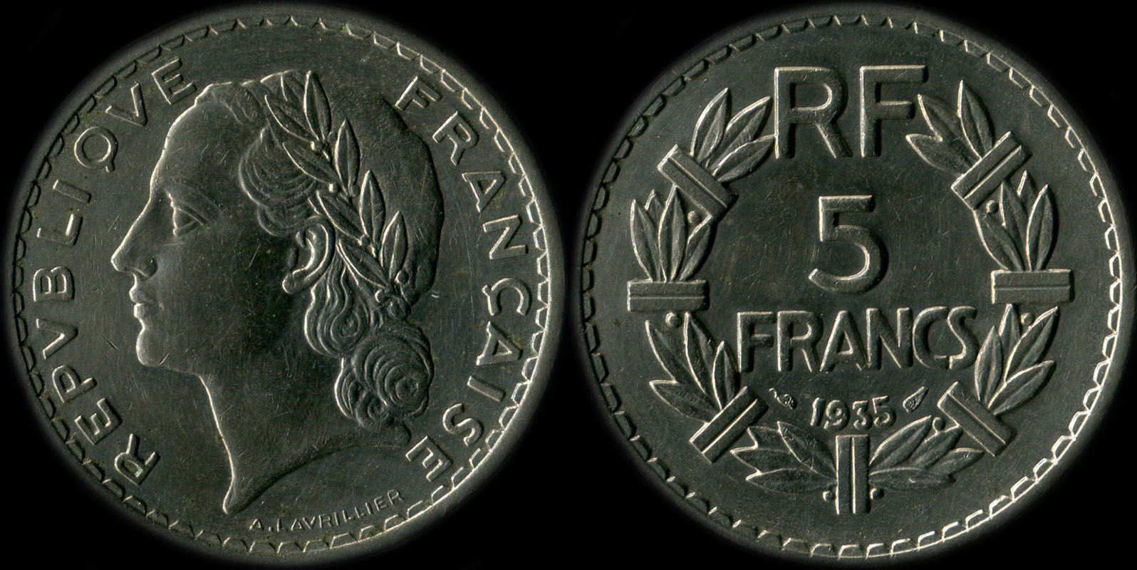 Pice de 5 francs Lavrillier 1935