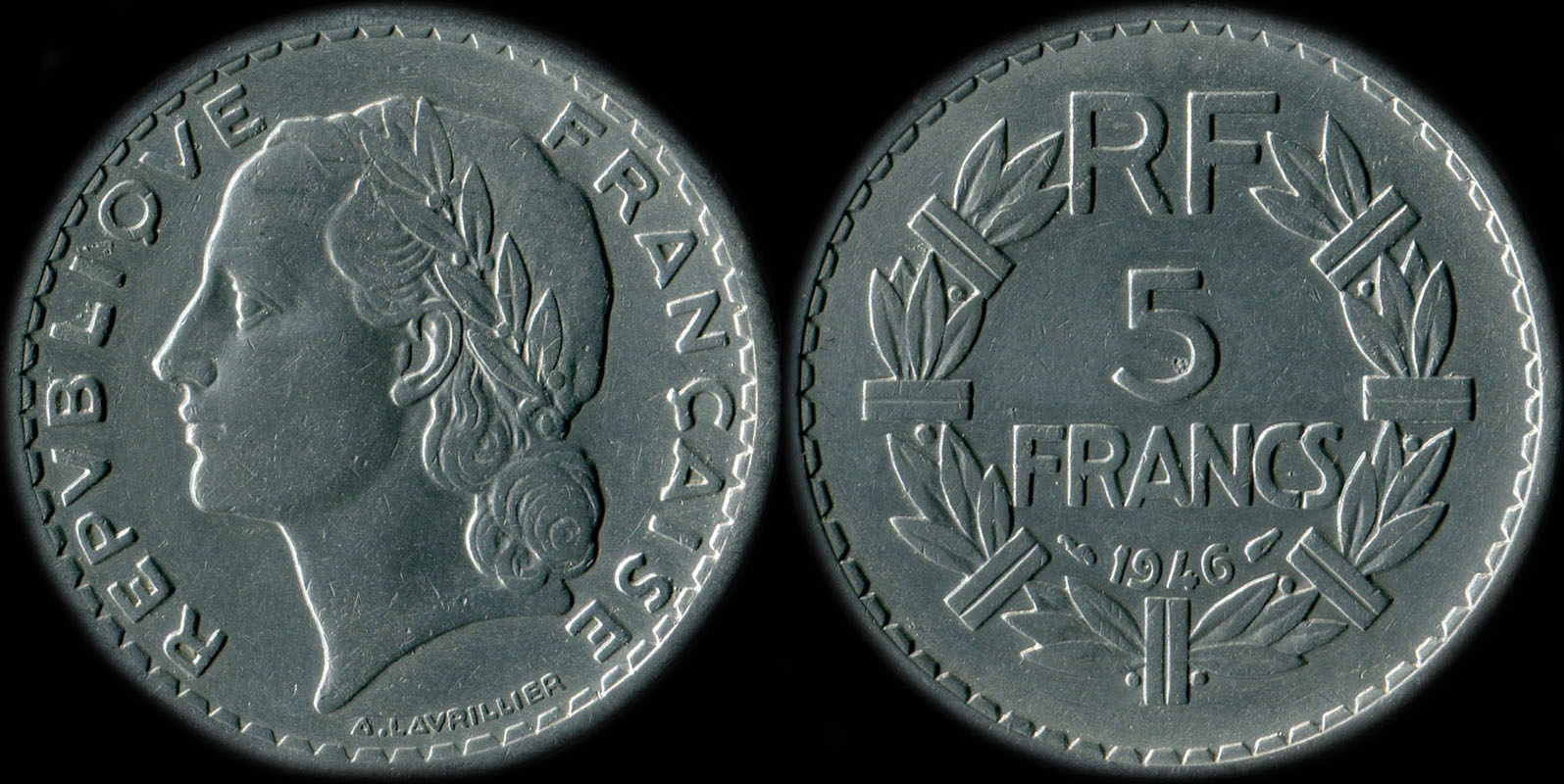 Pice de 5 francs Lavrillier 1946 aluminium