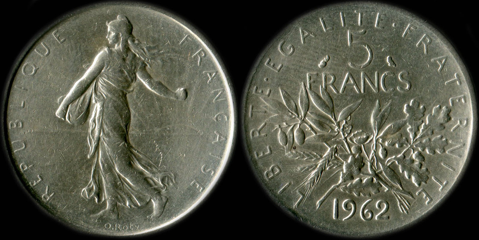 Pice de 5 francs 1962 Semeuse argent