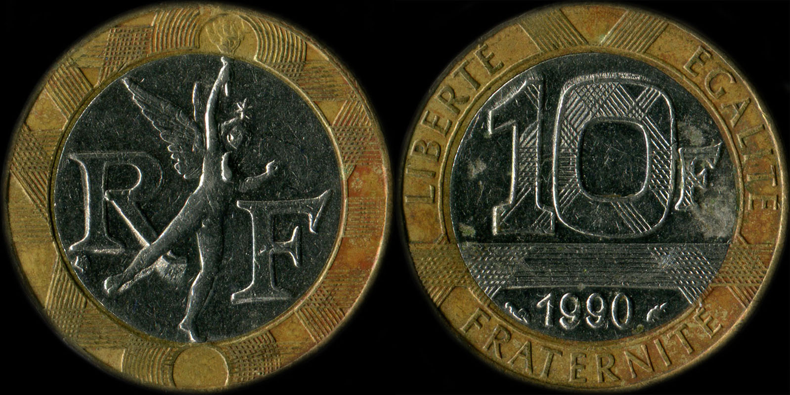 Pice de 10 francs Gnie 1992 avec point sur le buste