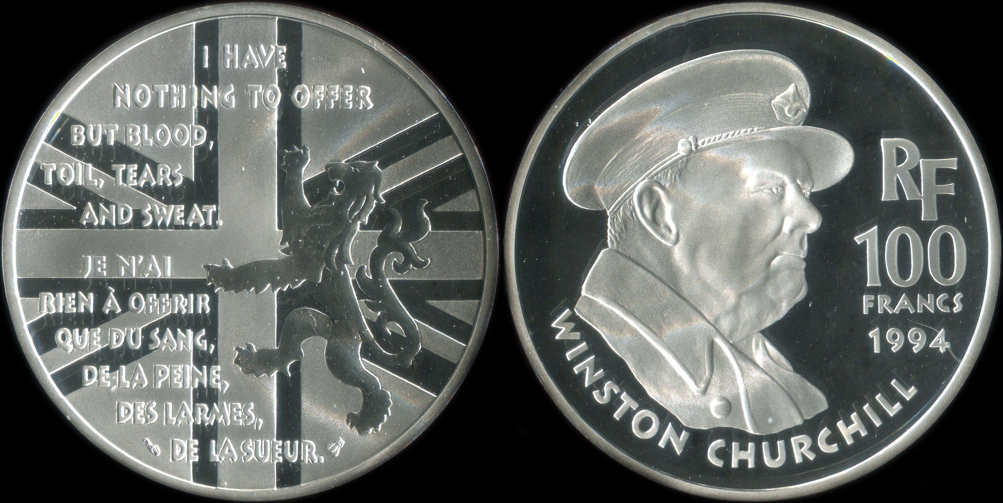 Pice de 100 francs 1994 - La Libert retrouve - Winston Churchill