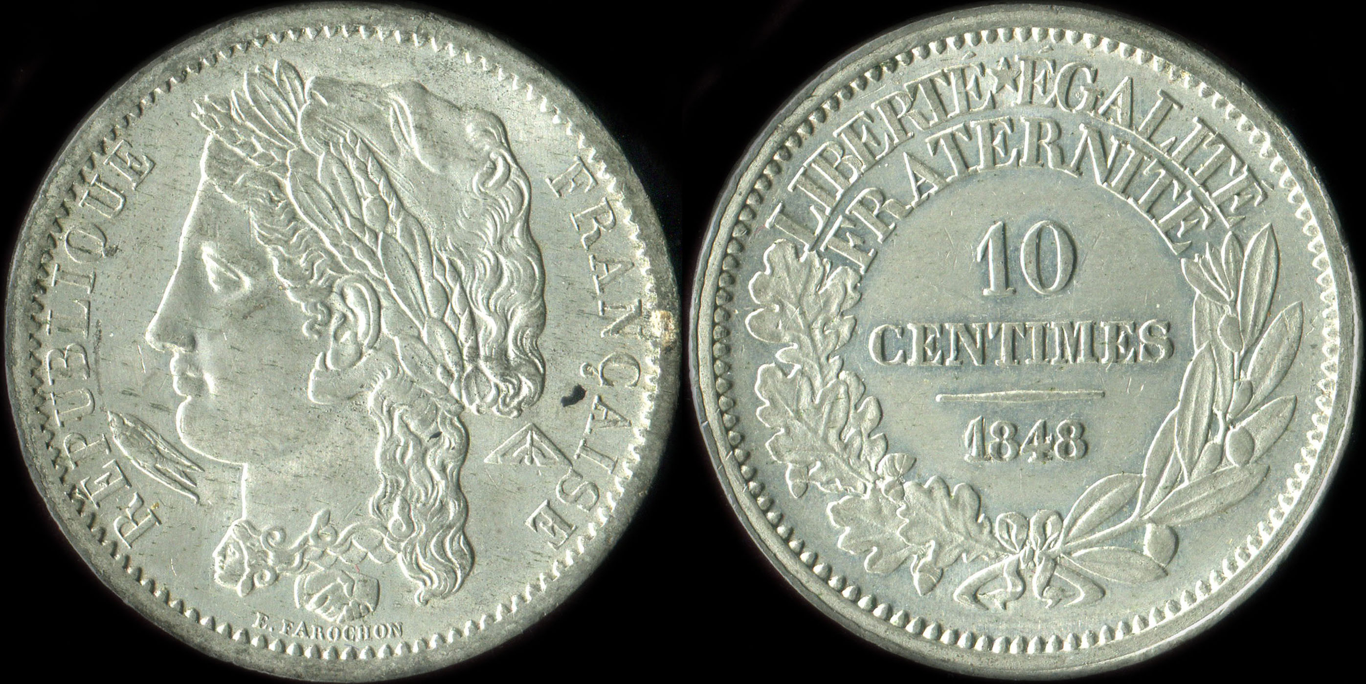 Pice de 10 centimes 1848 - Concours de Farochon - etain