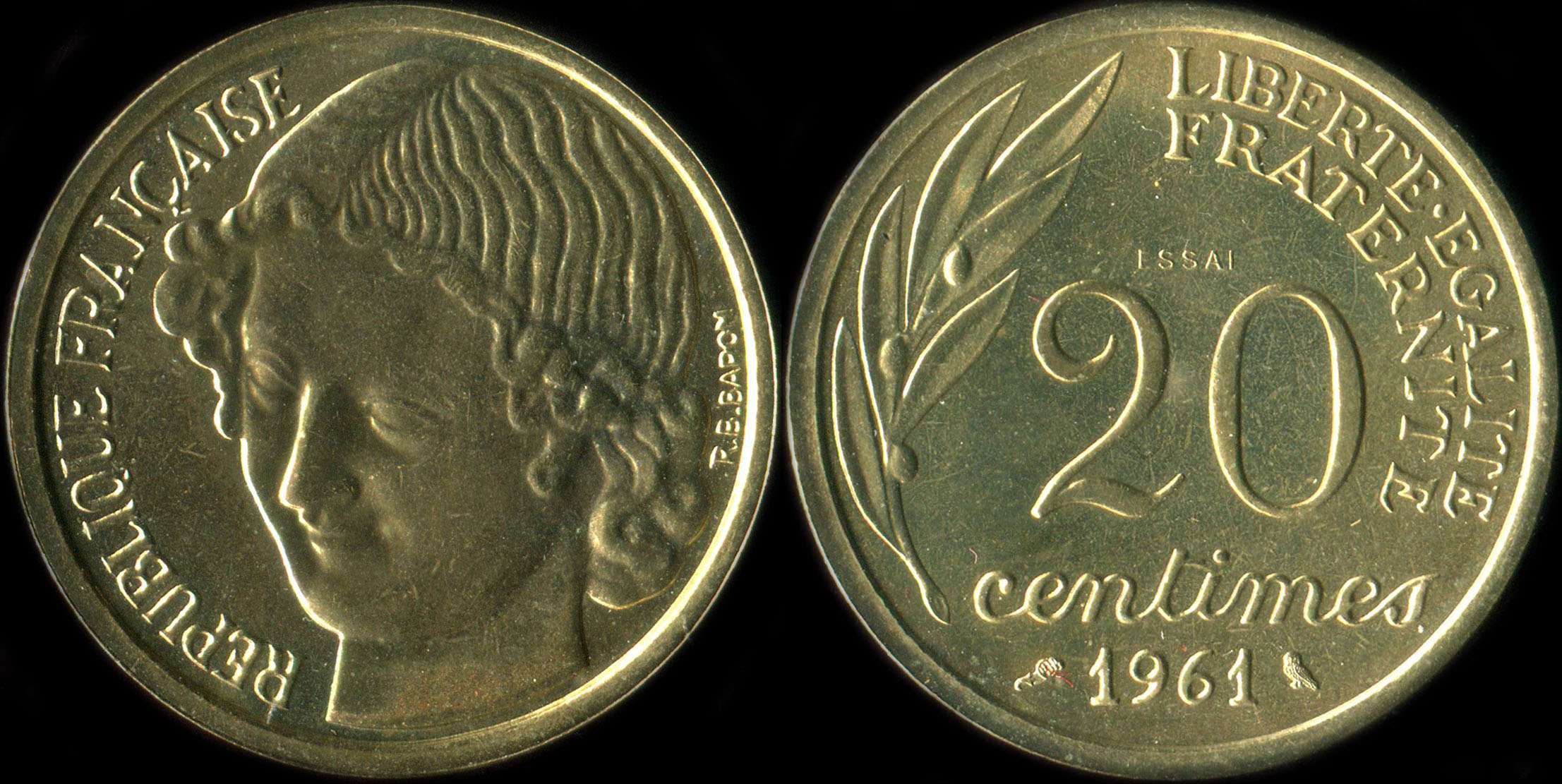 Pice de 20 centimes 1961 - Concours de Baron