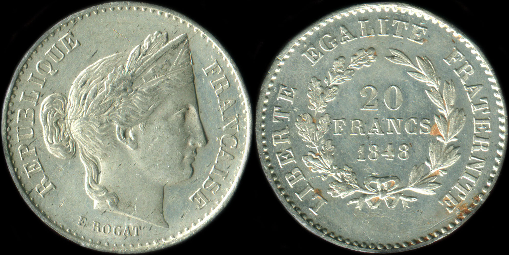 Pice de 20 francs 1848 - Concours de Rogat - cuivre