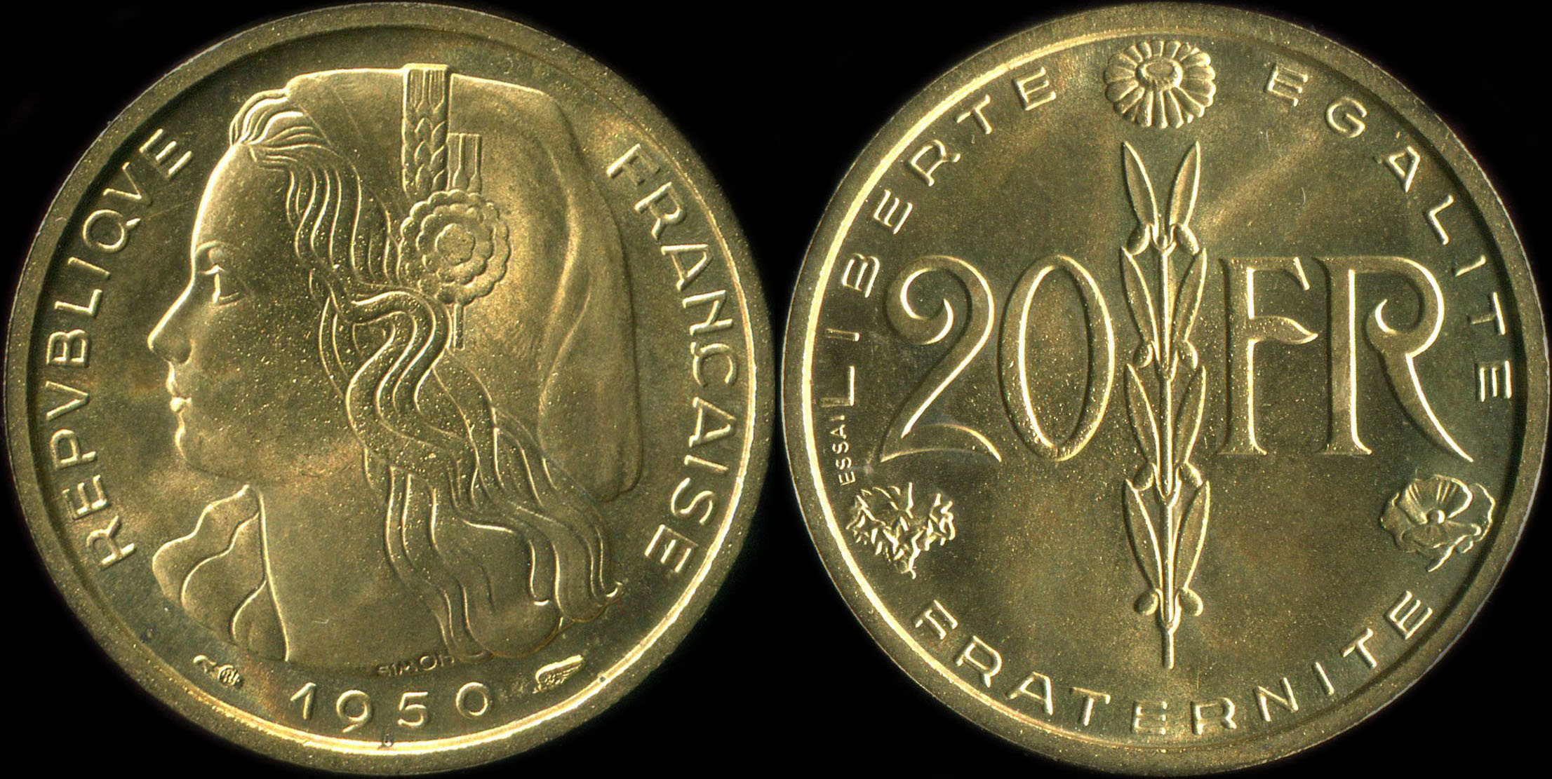 Pice de 20 francs 1950 - Concours de Simon