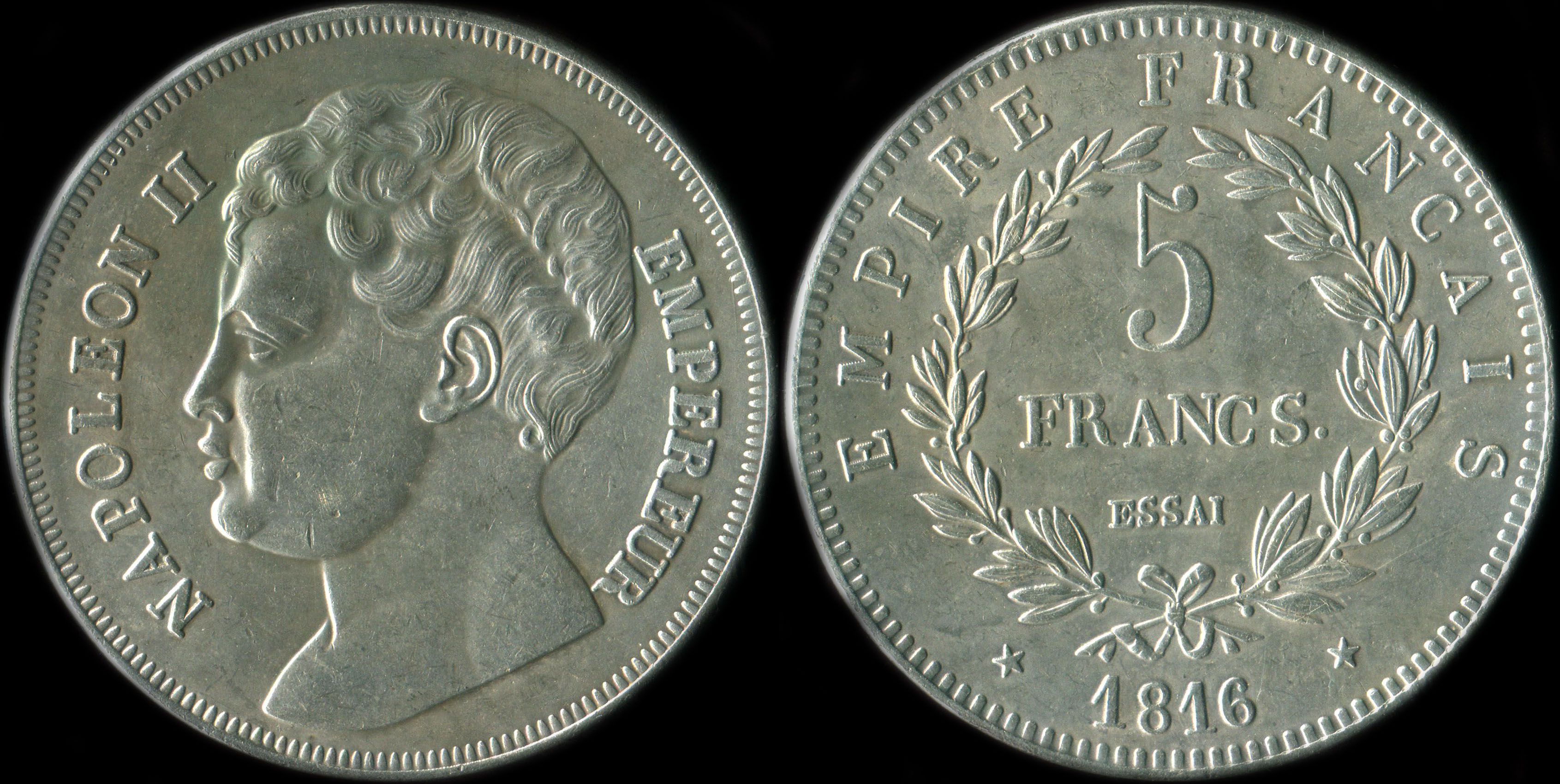 Fausse pice de 5 francs Napolon II Empereur 1816 essai