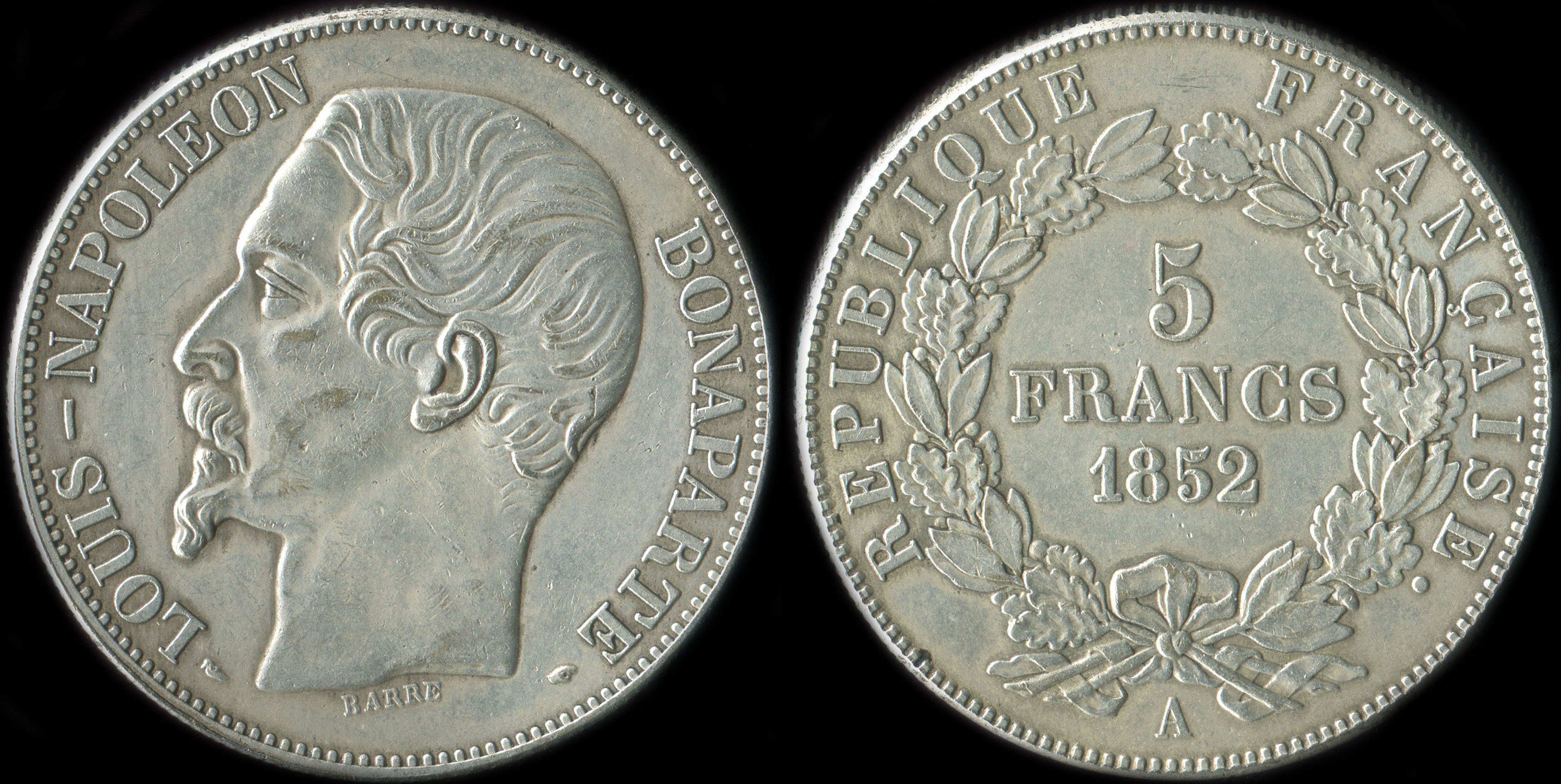 Fausse pice de 5 francs Louis-Napolon Bonaparte 1852A