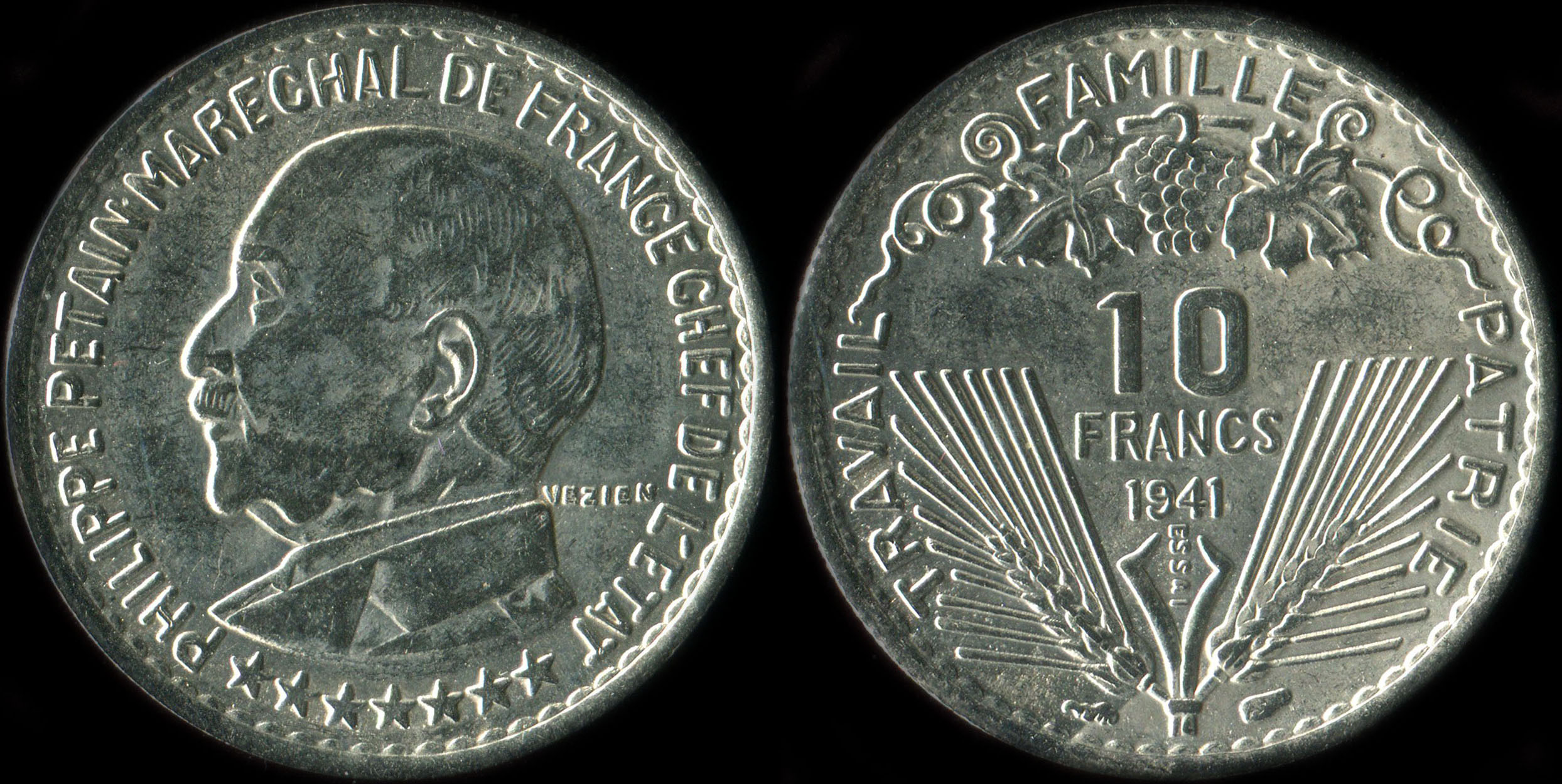 Fausse pice de 10 francs 1941 Concours de Vzien