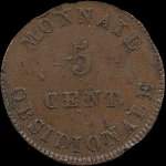 Revers pice 5 centimes Napolon 1er 1814 - Type avec V au dessus du ruban