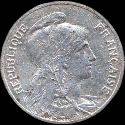 Avers variante 5 centimes Dupuis 1898 flan bronze argent