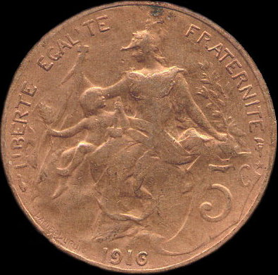 5 centimes Dupuis 1916 avec toile