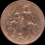 Revers pice 5 centimes Dupuis 1917