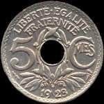 Revers pice 5 centimes Lindauer petit module 1923