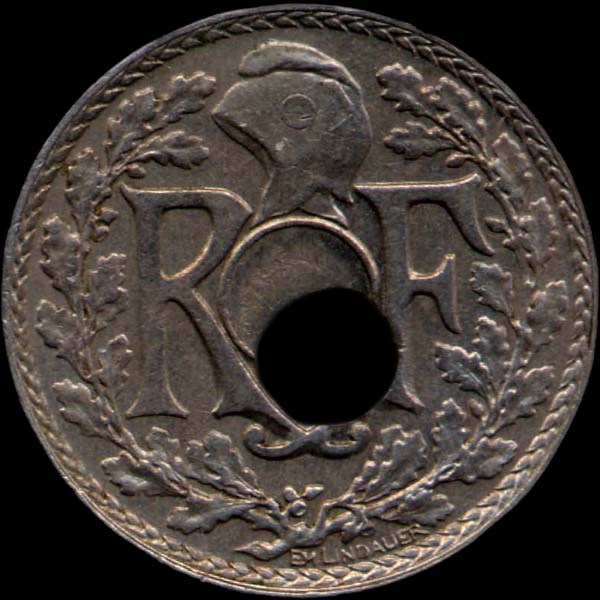 5 centimes Lindauer 1936 avec trou dcentr - avers