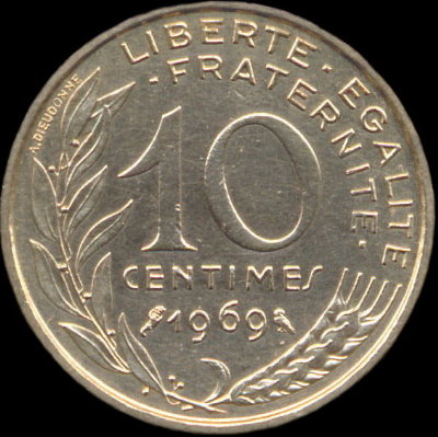 10 centimes Marianne 1969 avec 9 du millsime normal