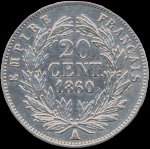 Pice de 20 centimes Napolon III Empereur tte nue - 1860A - revers