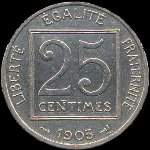 Pice de 25 centimes Patey type 1 Rpublique franaise - 1903 - revers
