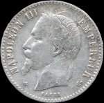 Pice de 50 centimes Napolon III Empereur tte laure - 1865A - avers
