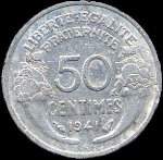 Pice de 50 centimes Morlon aluminium - Rpublique franaise Etat franais - 1941 - revers