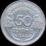 Pice de 50 centimes Morlon - Rpublique franaise - Libert Egalit Fraternit - 1946 - revers
