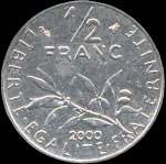 Pice de 1/2 franc Semeuse - Rpublique franaise - 2000 - revers