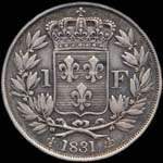 Pice de 1 franc Henri V Roi de France - 1831 - revers