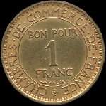 Pice de 1 franc Chambres de Commerce de France - Commerce Industrie - 1920 - revers