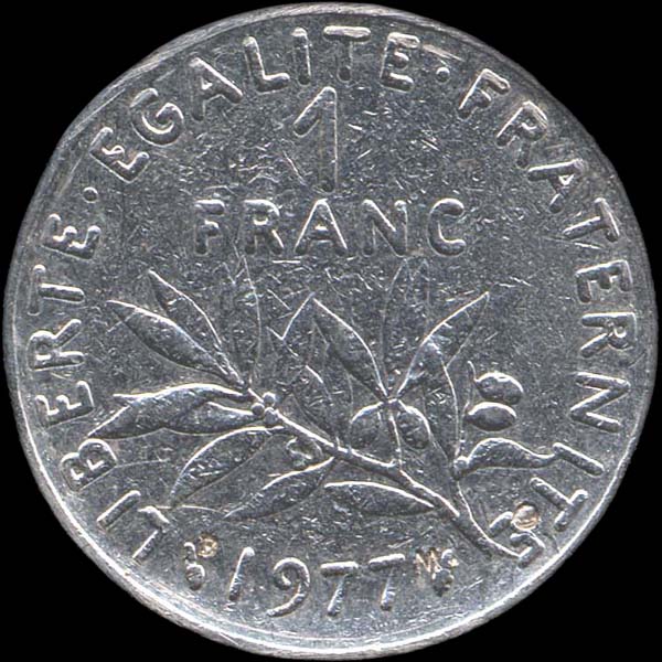 Surfrappes B, M et O sur 1 franc Semeuse 1977