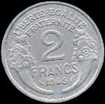 Pice de 2 francs Morlon 1945B - Rpublique franaise - revers