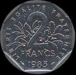 Pice de 2 francs Semeuse 1983 - Rpublique franaise - revers