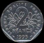 Pice de 2 francs Jean Moulin 1993 - Rpublique franaise - revers