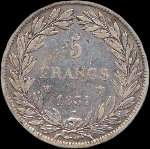 Pice de 5 francs Louis-Philippe I Roi des franais tte nue 1831W - revers
