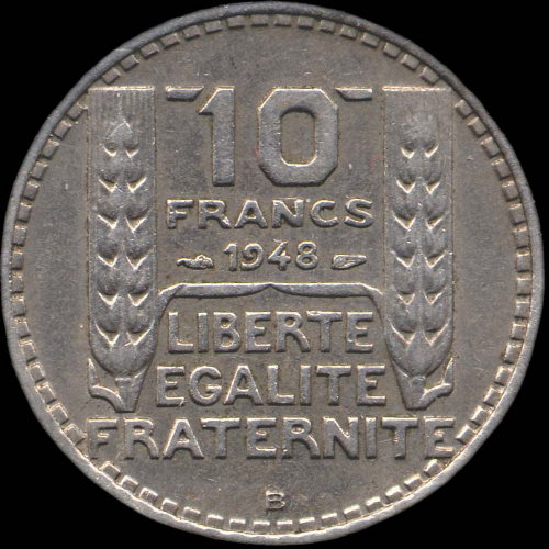 Variante de la pice de 10 francs Turin 1848 B - 1848B - avec B proche du listel