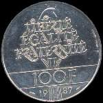 Pice de 100 francs La Fayette 1987 - revers