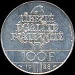 Pice de 100 francs Tte de la Rpublique 1988 - revers