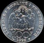 Pice de 100 francs Baptme de Clovis 1996 - revers