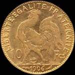 Pice de 10 francs or Marianne 1906 - Rpublique franaise - revers