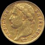 Pice de 20 francs or Napolon Empereur tte laure 1811A - Empire franais - avers