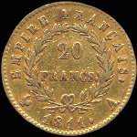 Pice de 20 francs or Napolon Empereur tte laure 1811A - Empire franais - revers