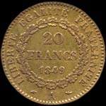 Pice de 20 francs or Gnie 1849A - Rpublique franaise - revers