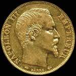 Pice de 20 francs or Napolon III Empereur tte nue 1859A - Empire franais - avers