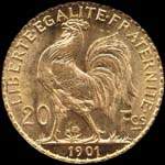 Pice de 20 francs or Marianne 1901 - Rpublique franaise - revers
