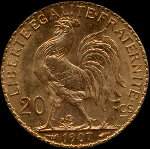 Pice de 20 francs or Marianne 1907 - Rpublique franaise - revers