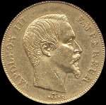 Pice de 50 francs or Napolon III Empereur tte nue 1856A - Empire franais - avers